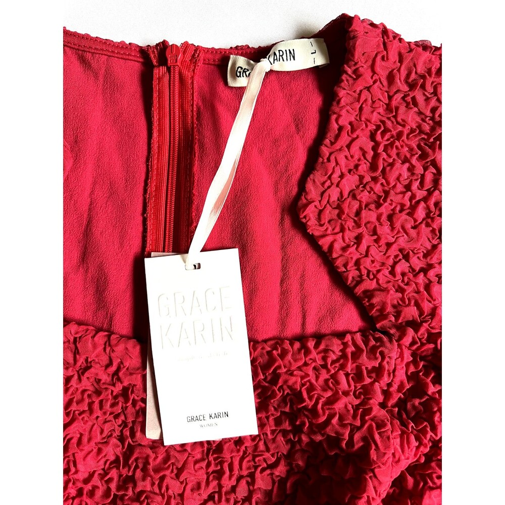 NWT! Grace Karin Womens 50s 60s Red Pencil Dress Bodycon Cap Sleeve Large Pinup - Picture 2 of 4